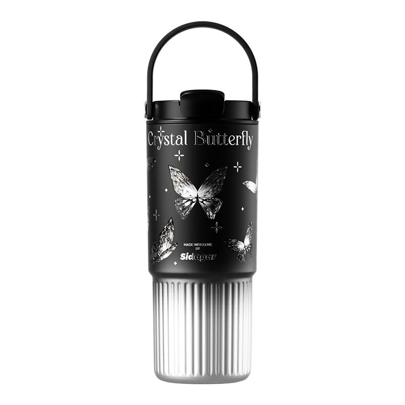 Shidajia Insulated Water Bottle for Women Large Capacity Stylish Portable Cup Crystal Butterfly Series Gift for Girlfriend