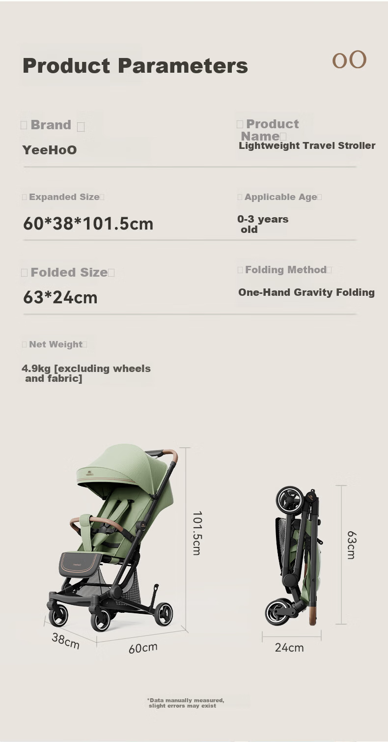 YEEHOO Youxing Baby Stroller Lightweight High-View Shock-Absorbing Reclining Seat Gravel Gray 12