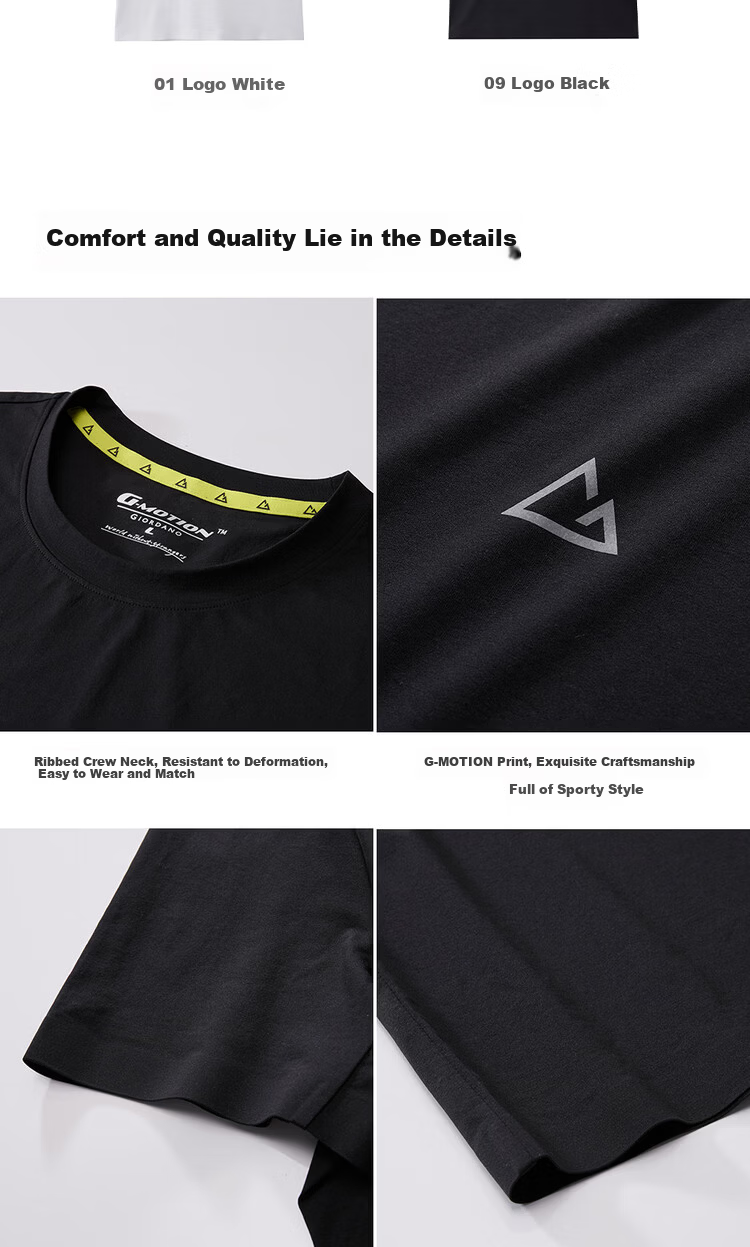 Giordano G-motion 2026 Summer Cooling Sun Protection Moisture-Wicking Quick-Dry Printed Short Sleeve T-Shirt Men 01026438 19
