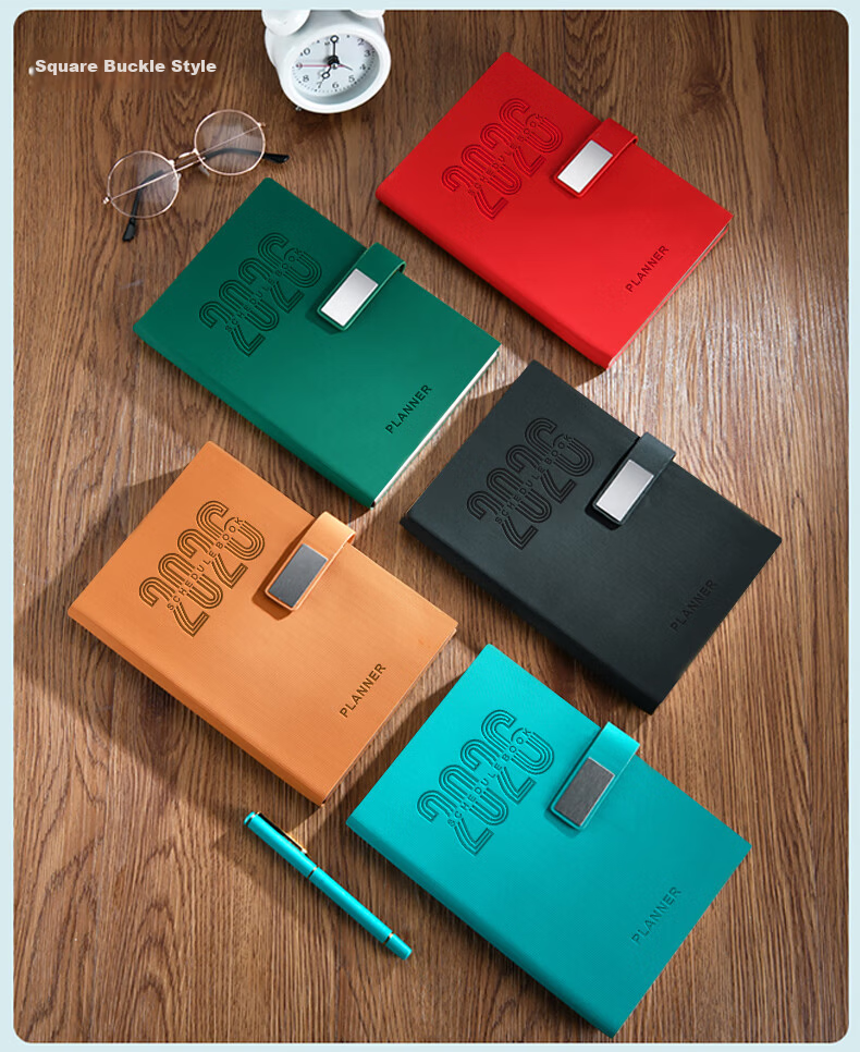 SHENGCHI Premium Minimalist 2026 Vertical Stripe Business Notebook Meeting Journal Memo Book Customizable Logo Single A5 (240 Pages) Turquoise Blue 2