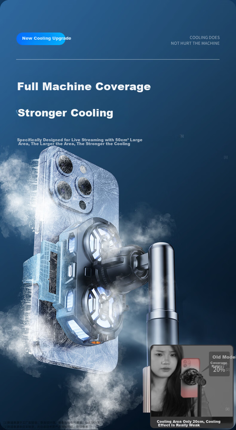 JIAHUACAI Dual-Core Cooling Mobile Phone Cooler Live Streaming Gaming Semiconductor Cooling Clip Silent Fan Ice-Sealed Gaming King PUBG Tool 6
