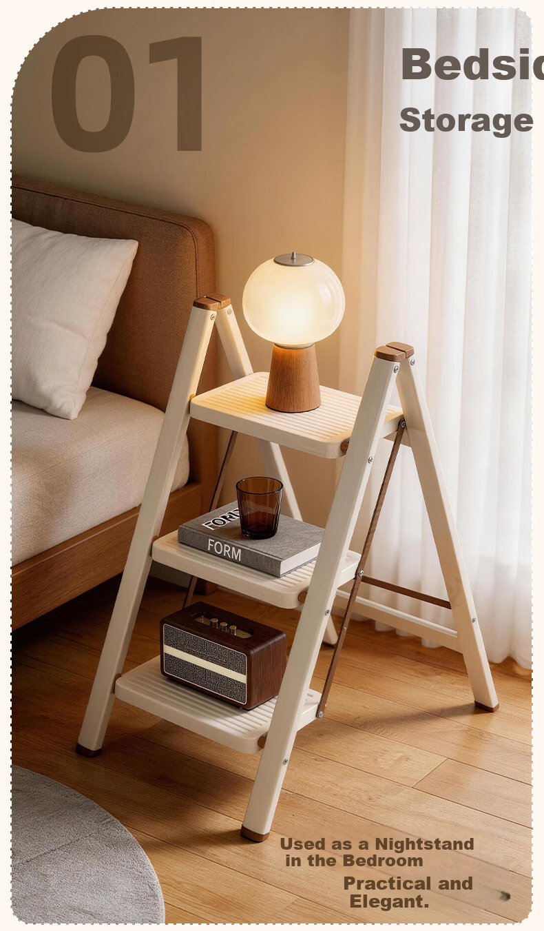 Xiaomoti Household Folding Thickened Carbon Steel A-Frame Ladder Indoor Multifunctional Step Ladder with Handrail Four-Step Ladder 15