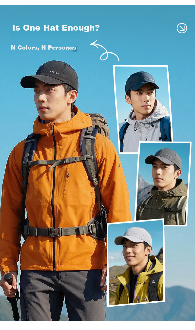 CACUSS Men's Baseball Cap Summer Outdoor Sun Protection Breathable Mountaineering Sports Dark Gray M 5