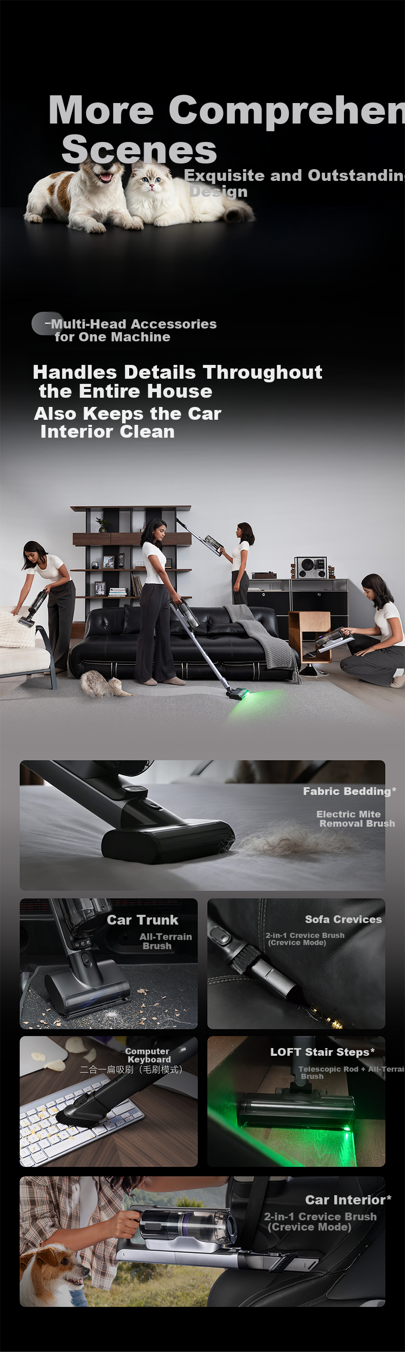 Narwal Vacuum Cleaner V50Cube [100 Days Self-Emptying, No Mess, No Tangling, Intelligent Dirt Detection] Handheld Home Strong Suction Wireless Wash and Mop All-in-One Mite Removal Device 9