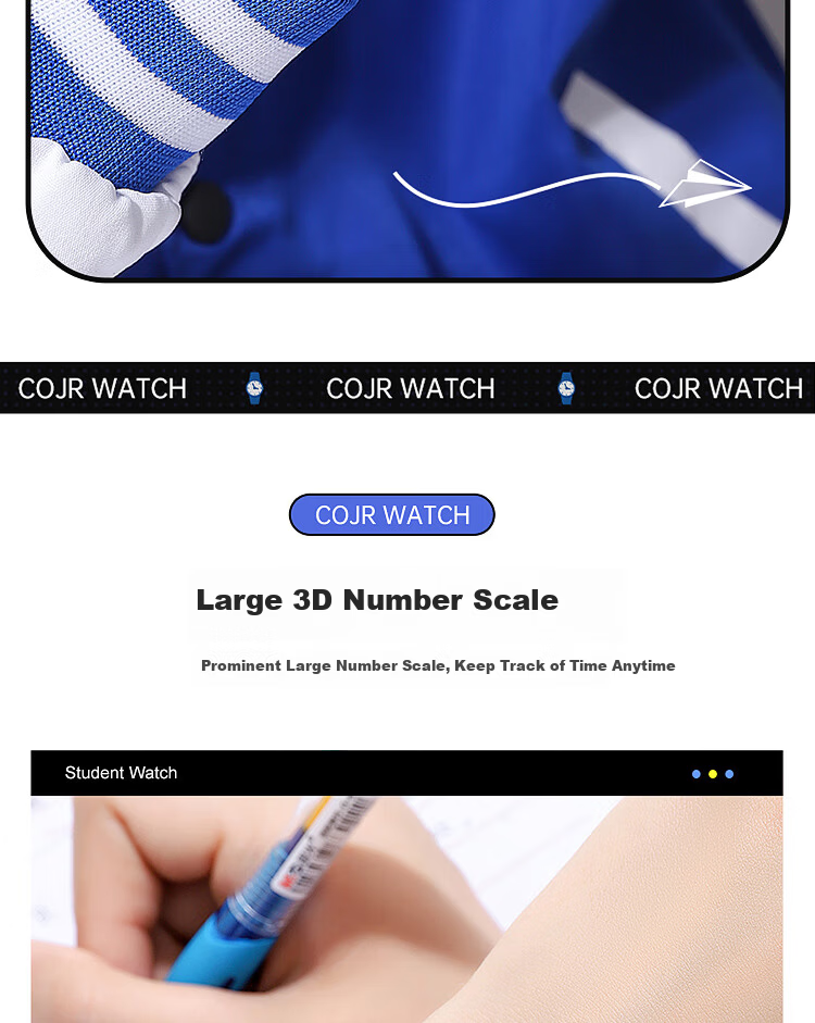COJR Student Watch for Boys Analog Silent Luminous Waterproof Weekday Electronic Quartz for Middle and High School Exams 3