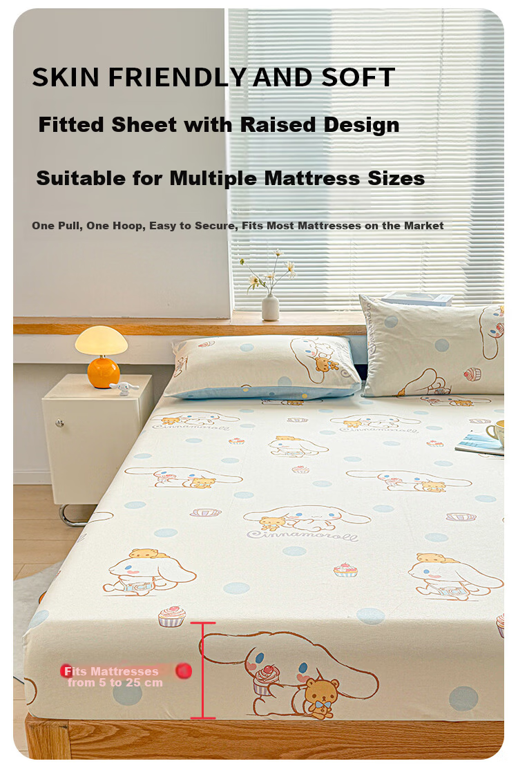 MINISO 100% Cotton Fitted Sheet 1.5x2m Full Cotton Mattress Cover Protector 9