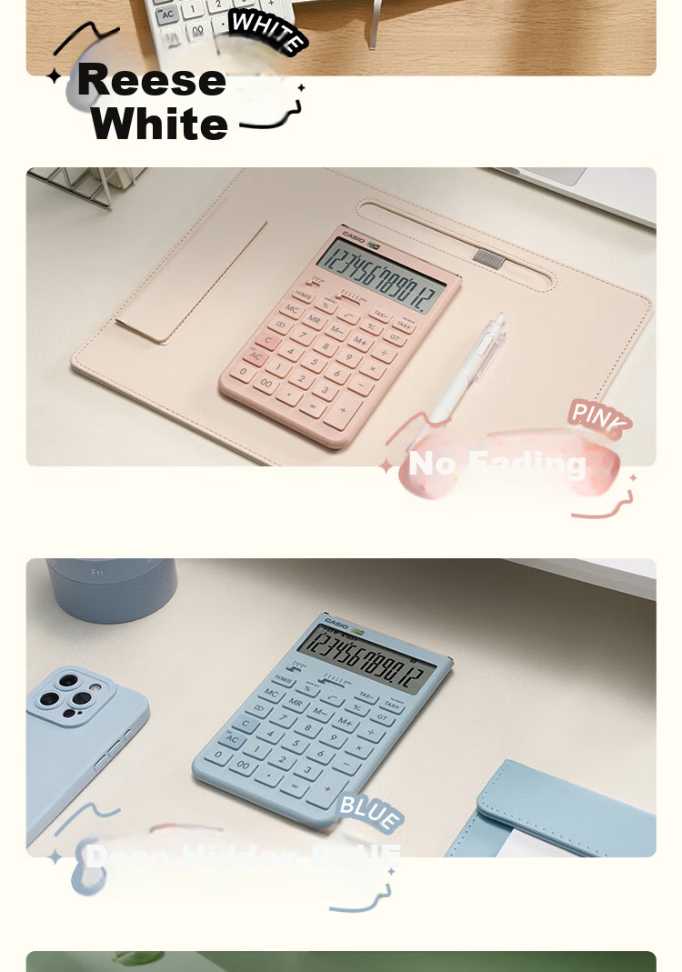 CASIO Innovative Calculator with Extra Large Display, Solar Panel, Eco-friendly Material, Desktop Office Financial Use, Black-Grey JT-200T 10