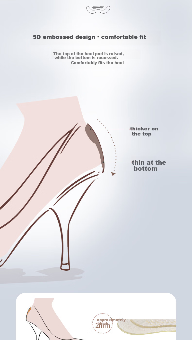 Oriental Footprint 3 Pairs Heel Pads Anti-Slip Anti-Friction High Heel Insoles Women's Shoe Heel Stickers Black 4