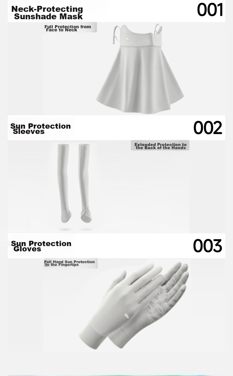 Beneunder UV Protection Face Mask Sleeve Gloves Cooling Breathable Sun Protection Driving Cooling Sun Protection Set Space Gray Pink 4