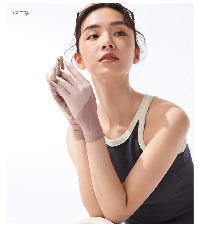 Beneunder Driving Cooling Outdoor Sun Protection Gloves for Women Breathable UV Protection Gray Beige AL360 18