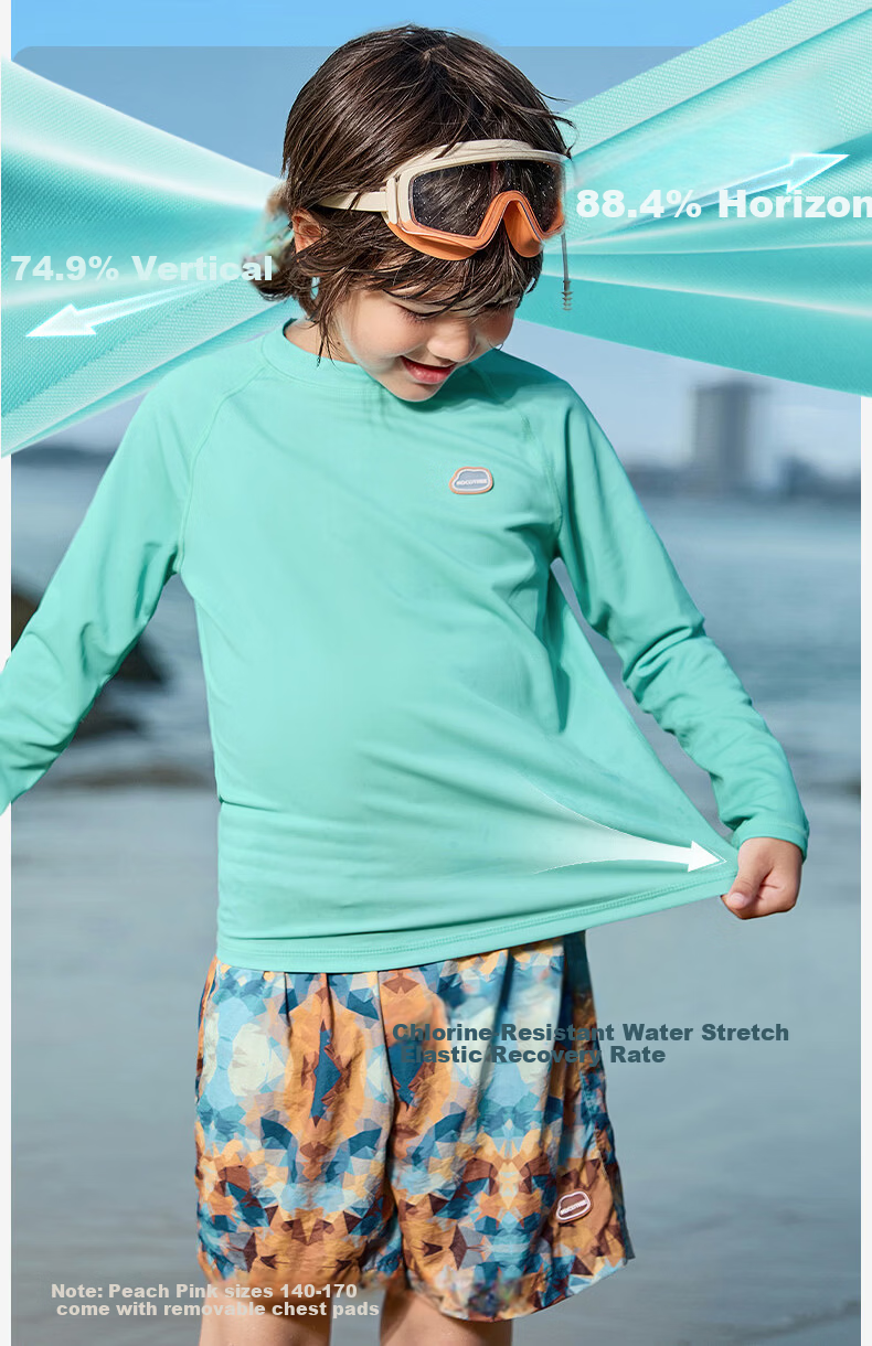 Kocotree KK Tree Kids Swimwear Original Yarn Sun Protection Long Sleeve Two-Piece Swimsuit for Boys and Girls, Durable for Thousands of Water Soaks, Parent-Child Style 19