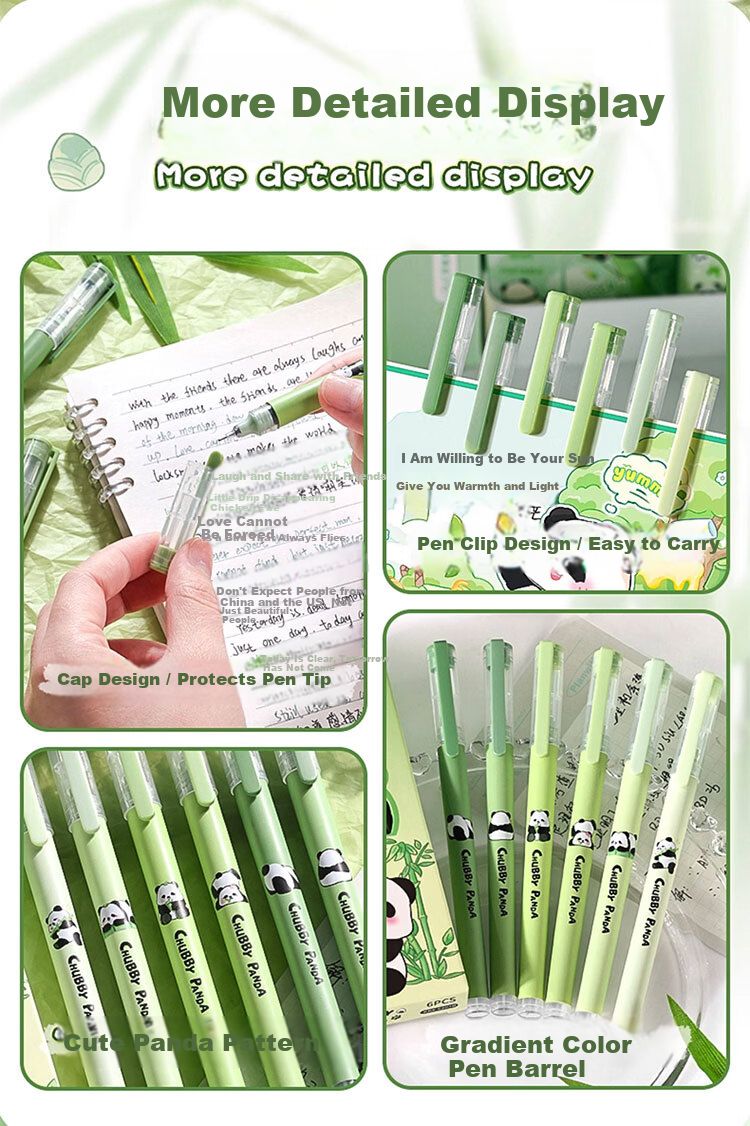 Jiamo Liquid Ink Neutral Pen Quick-Dry Smooth Black High-Value Multi-Theme Student Exam Pen Liquid Rollerball Pen - Panda Fat 7