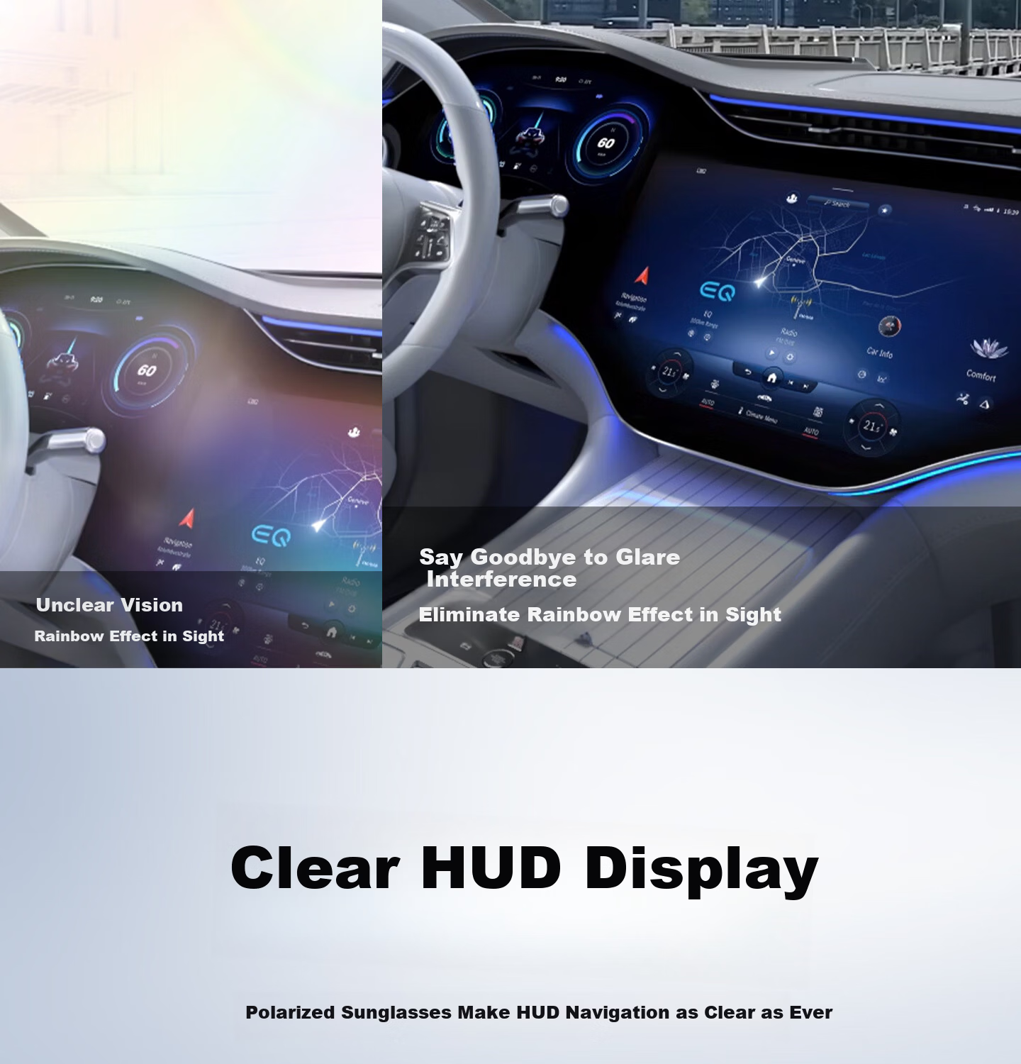 CAPONI Polarized Clip-On HUD Display Sunglasses UV Protection Driving Glasses for Men and Women 9