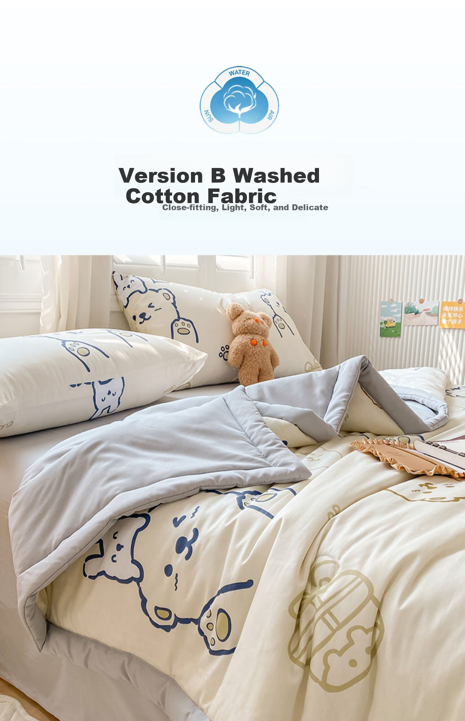 Nanjiren Cotton Summer Quilt A-Class Antibacterial Thin Blanket 1.5m x 2m Washable Single Air-Conditioning Quilt Summer Quilt Core 5