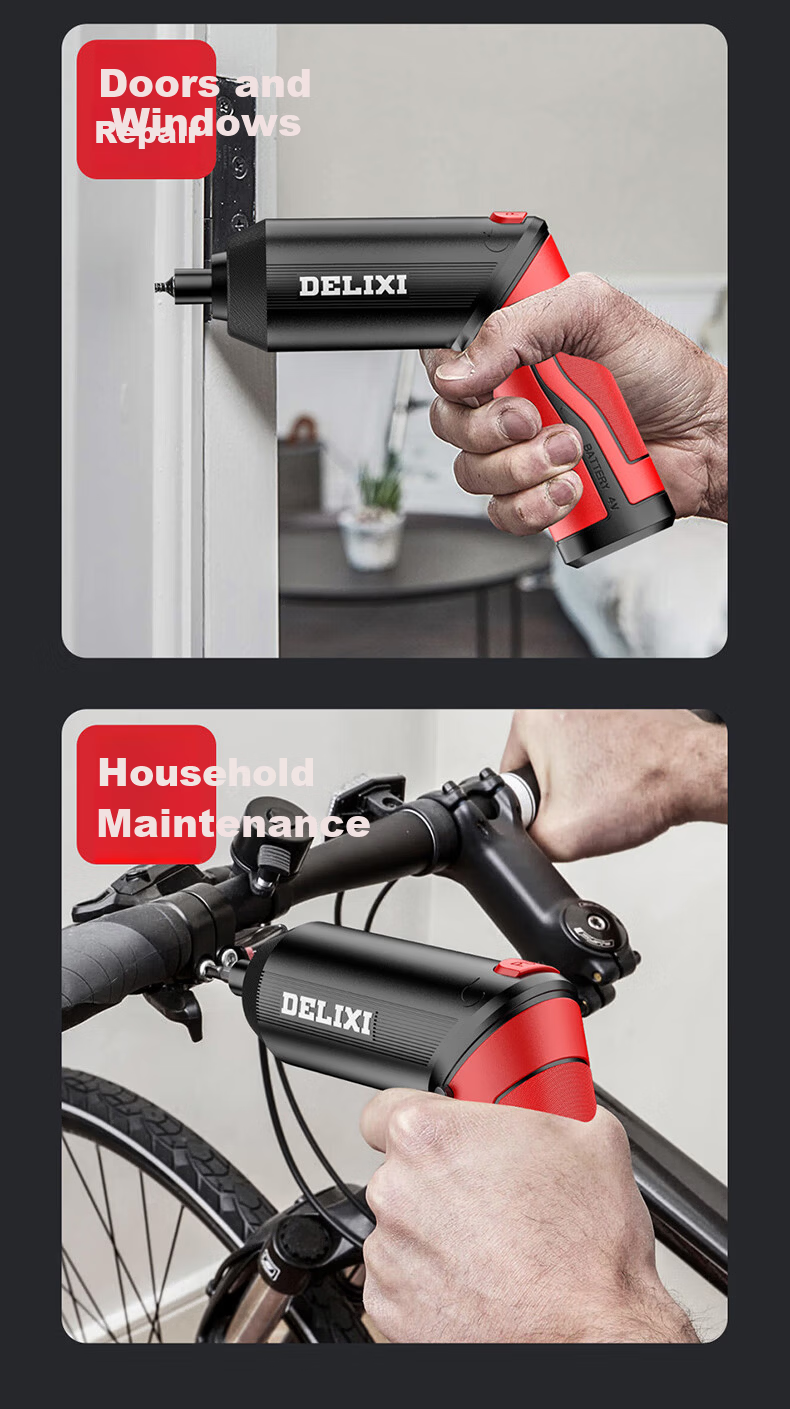 Delixi Electric Cordless Screwdriver Rechargeable Portable Mini Multifunctional Electric Drill Screwdriver Set for Home Use 12