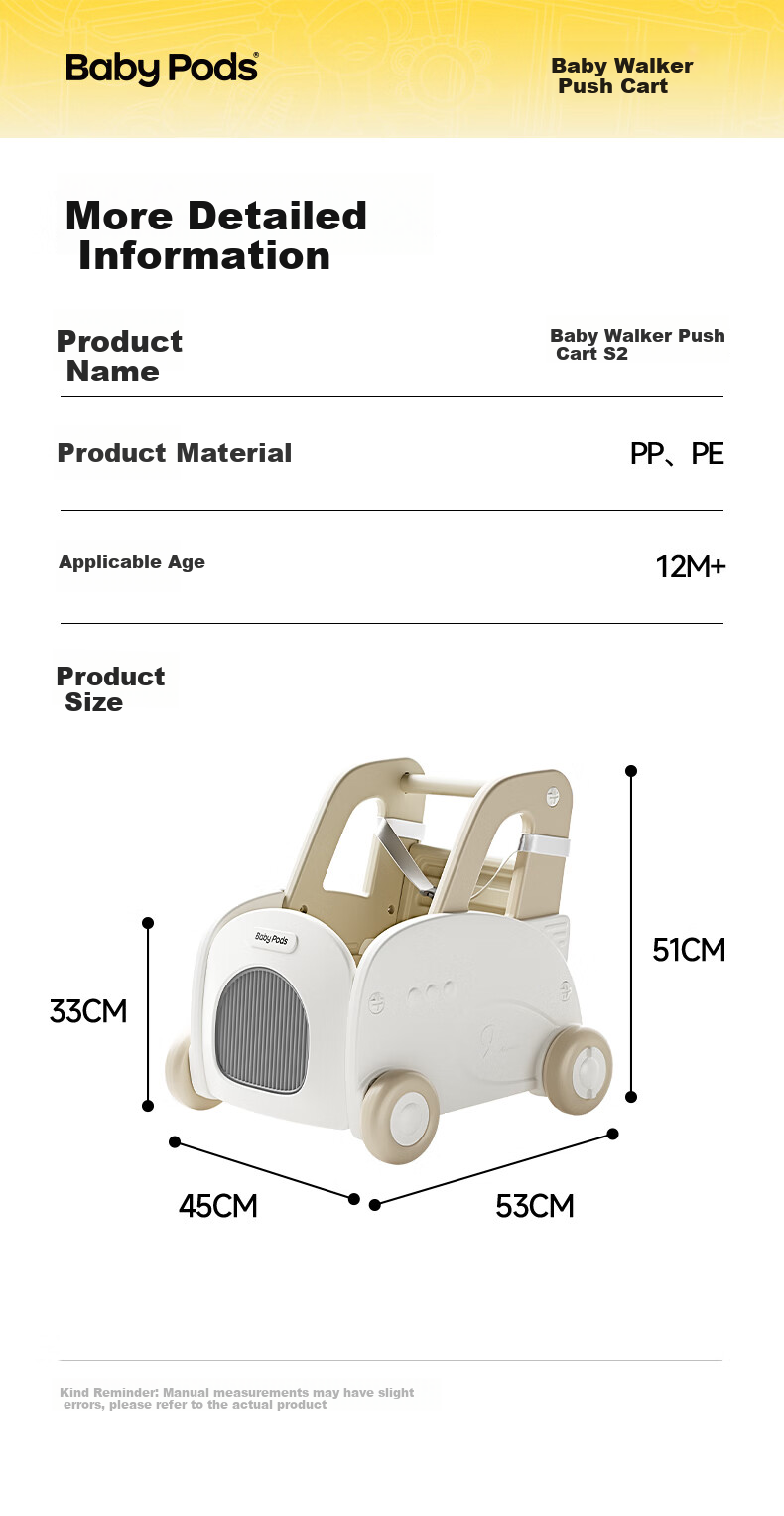 Babypods Multifunctional Baby Walker Toddler Push Car Adjustable Speed Baby Gift for Children's Day 11
