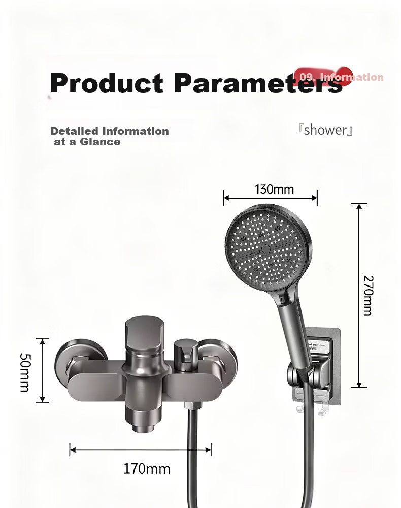BOONEN Shower Mixer Valve Hot and Cold Water Faucet Dual Control Triple Bathroom Shower Switch Two-in-One Shower Faucet 20