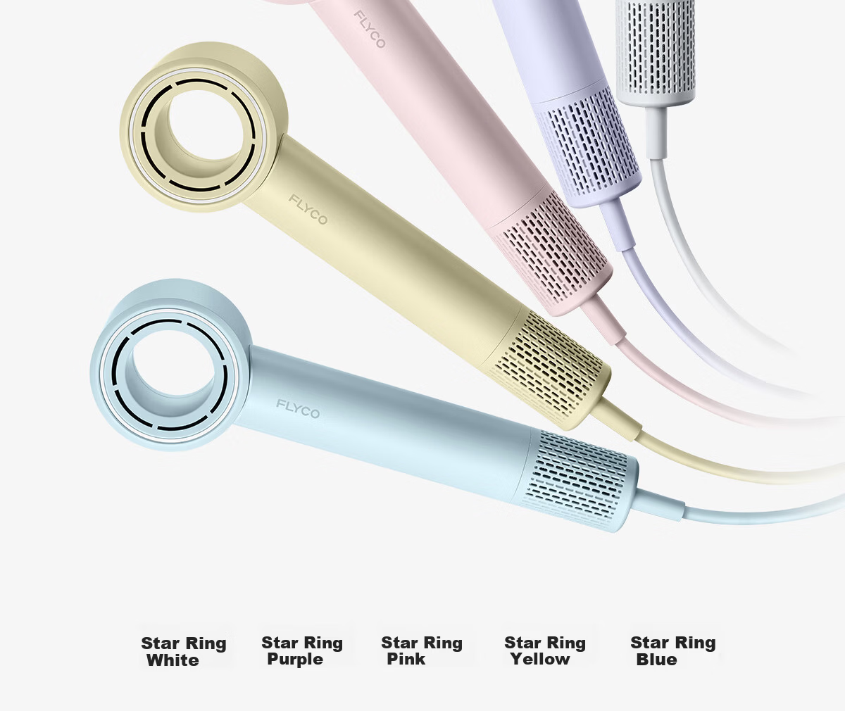 Feike High-Speed Hair Dryer Hollow Air Duct Home Use High Power Quick Dry Low Noise Negative Ion Hair Care Blow Dryer Holiday Gift for Girlfriend H5 Star Ring White Price Guarantee 618 24