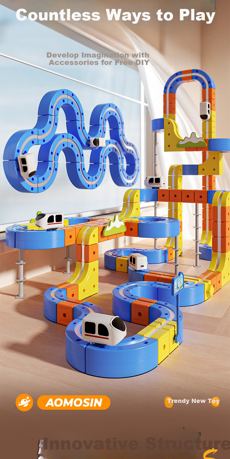 Aomengxing Magnetic Gravity-Defying Transformable Track Train Building Blocks Educational Toy for Boys Children's Day Gift 7