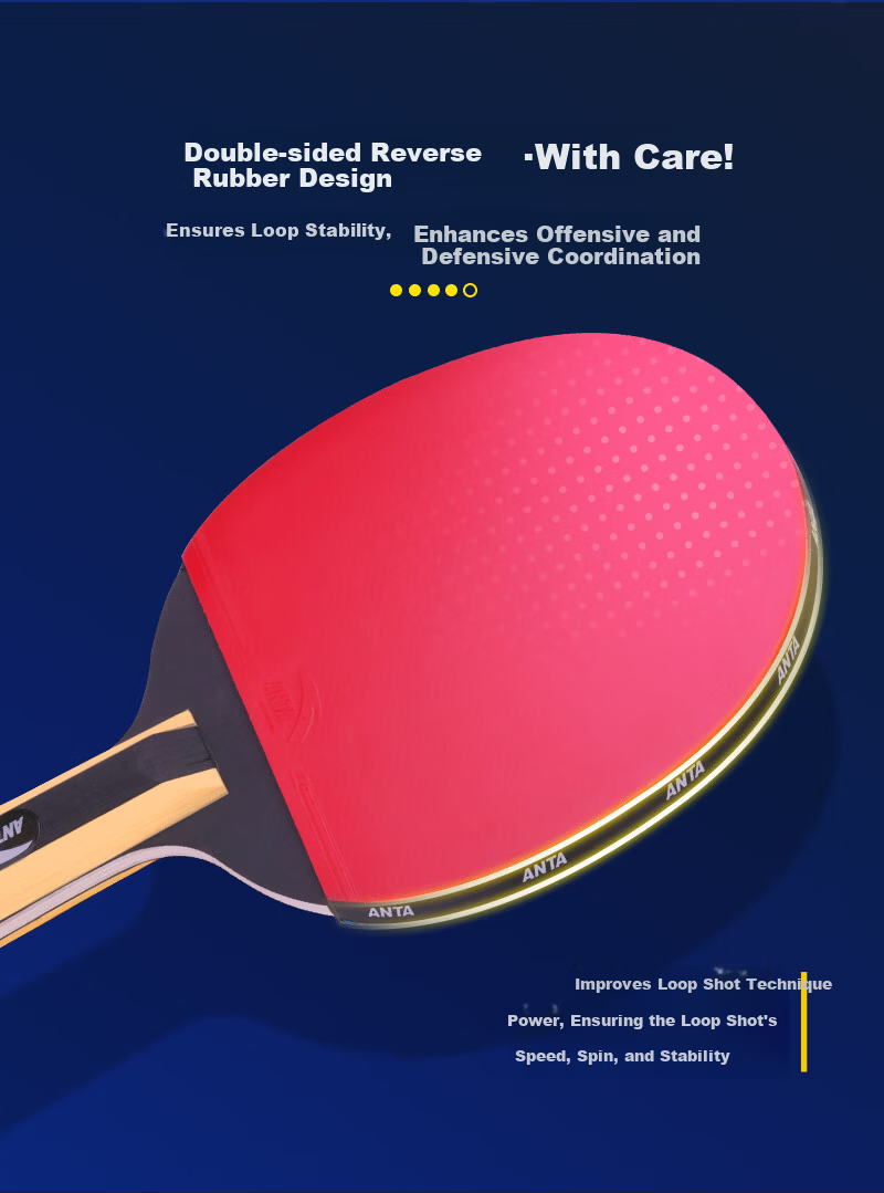 Anta Double Straight Handle Table Tennis Rackets (Jingcang Fast Delivery + 8 Balls + Racket Bag) Entertainment Double Straight Handle Ping Pong Paddle Set 3