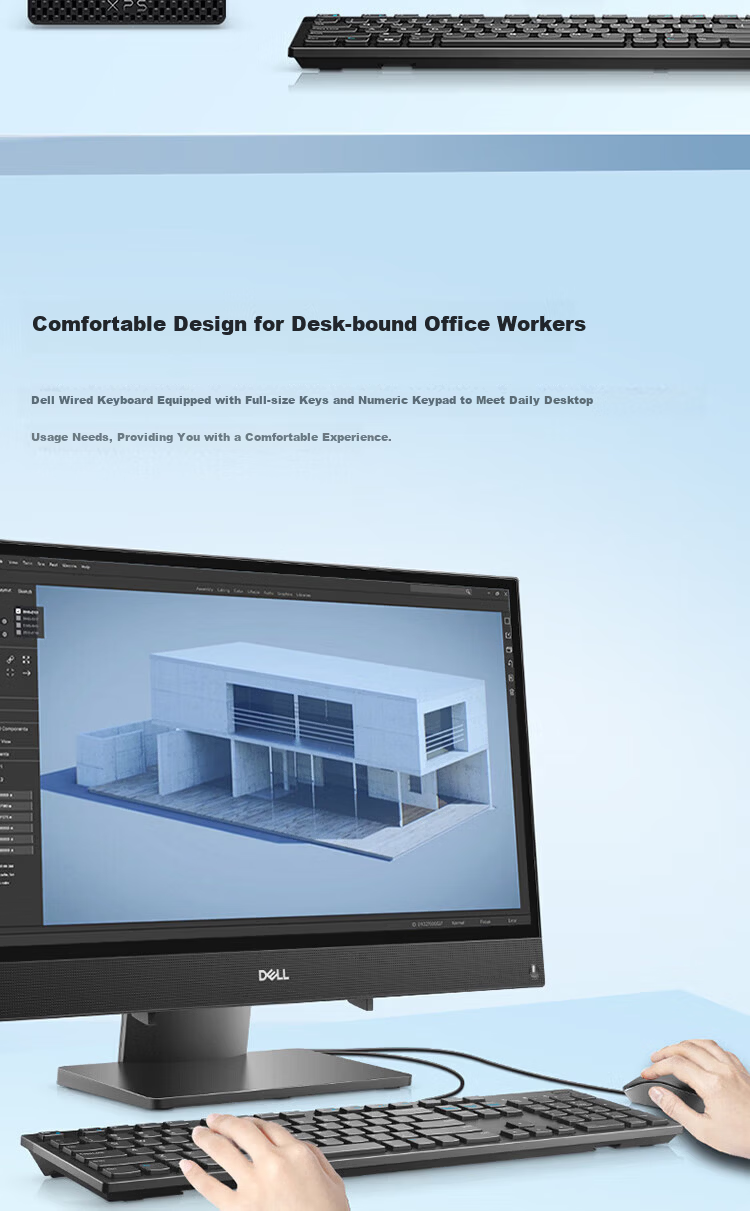DELL KM3322W Wireless Keyboard and Mouse Combo Office Home Multimedia Set Black with 2.4G Receiver 3