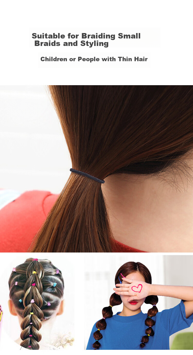 MEIFUYU Small Thumb Hair Ties 200pcs High Elasticity Children's Black Hair Bands WH7216 7