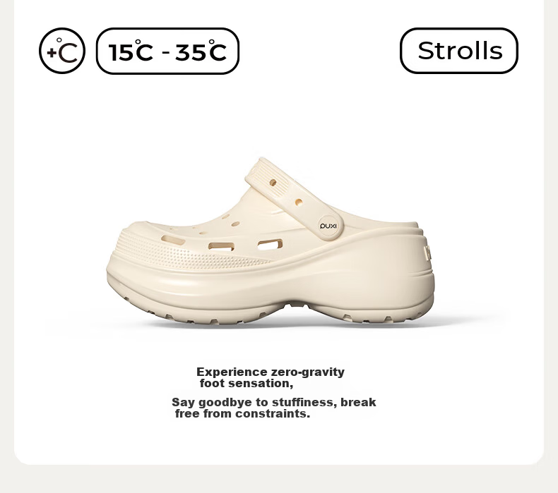 Puxi Women's Thick Sole EVA Slip-On Summer Clogs Non-Slip Odor-Resistant Cloud White Sandals Size 33-34 3
