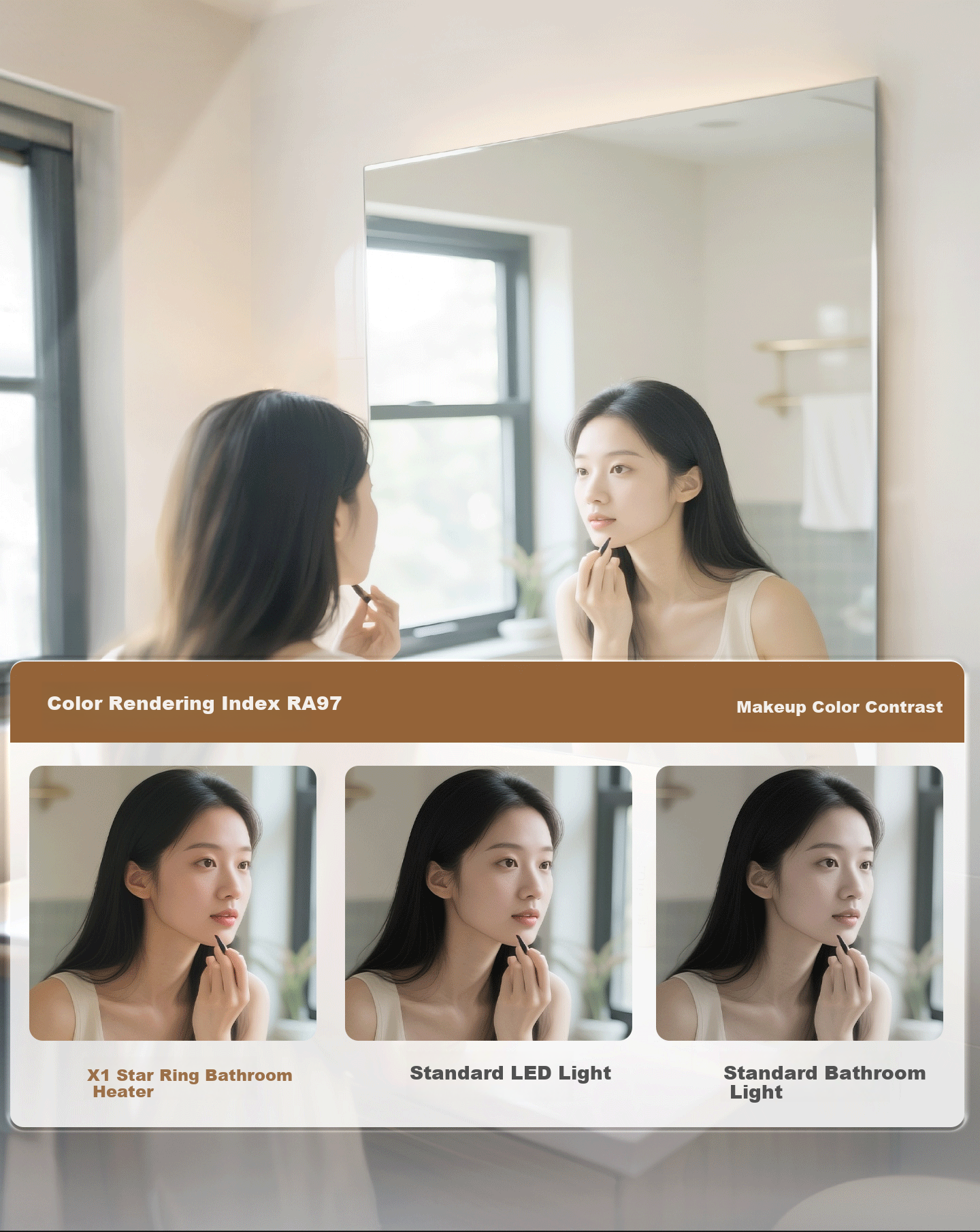 Foshan Lighting Smart Thermostatic Warm Air Bathroom Heater with Lighting and Exhaust, Ring-shaped OH Ion Sterilization, AI Voice Control X1 13