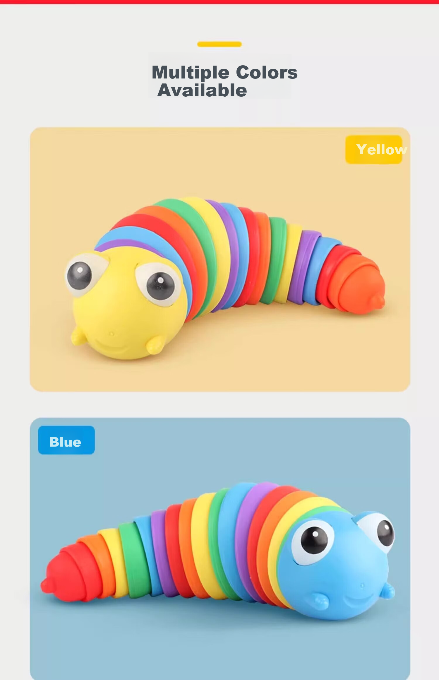 Fun World Colorful Twistable Caterpillar Educational Kids Puzzle Toy Rainbow Caterpillar Stress Relief Gadget 11