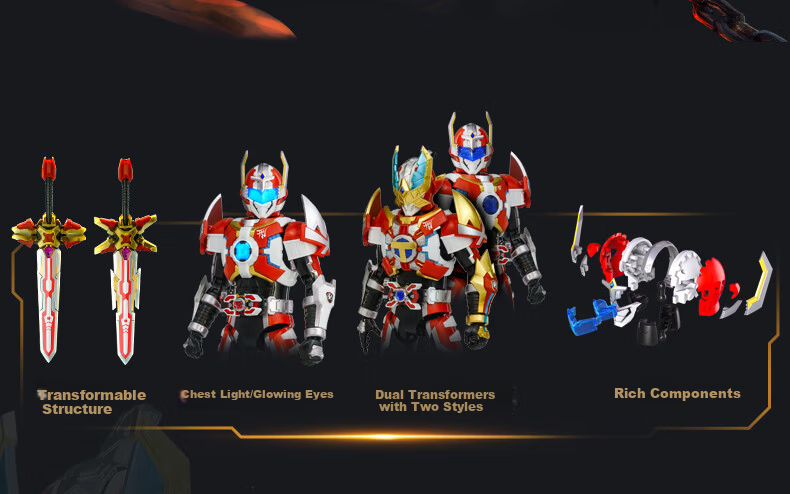 AULDEY Armor Hero Kai Ping Fei Ying Dual Form Assembly Action Figure Model, Jidian Feiying 17cm Articulated Doll 2