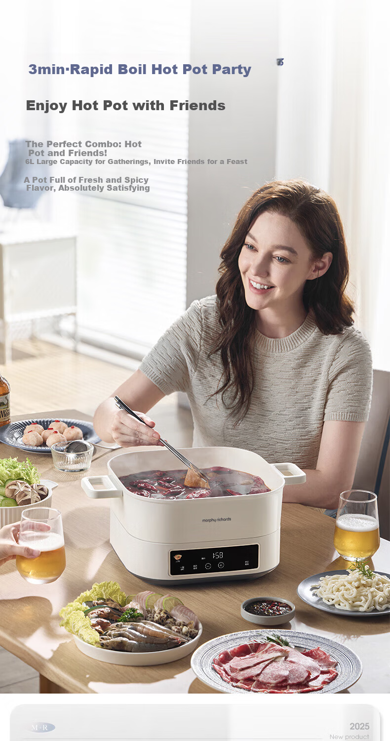 Morphyrichards MR8901 Electric Hot Pot 3-Min Rapid Boil Sauna Hot Pot 2100W 220V 6L Blue Unit 9