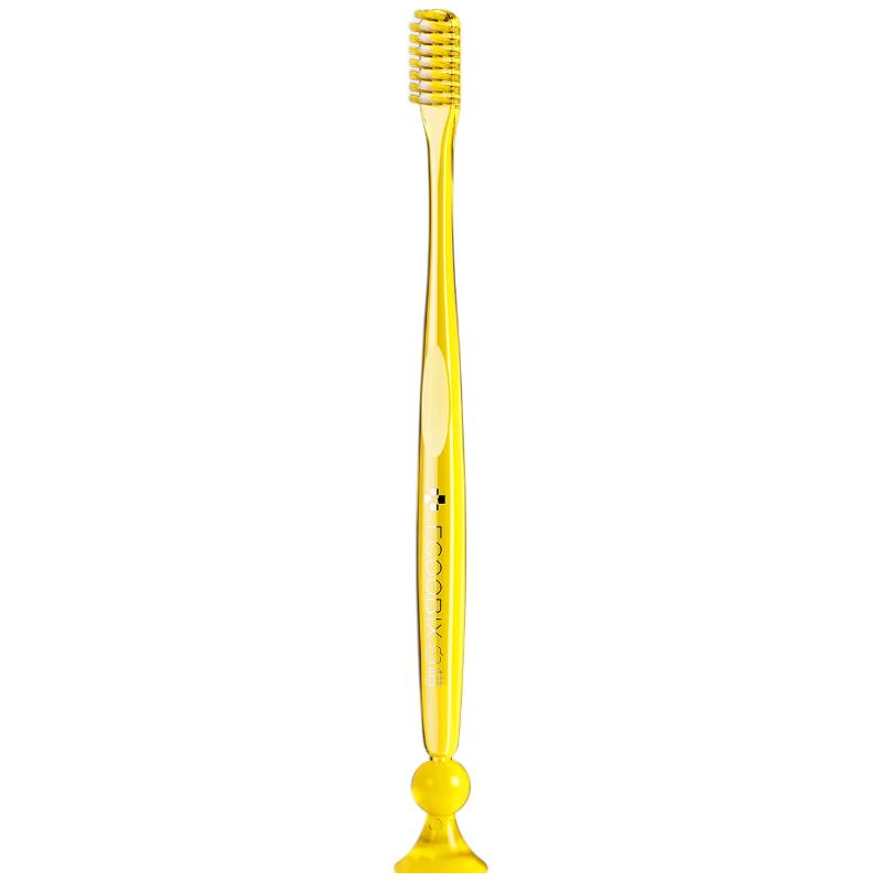 Baixi Small Head Toothbrush Pineapple Yellow with Suction Cup Soft Bristles for Men and Women Oral Care Gift