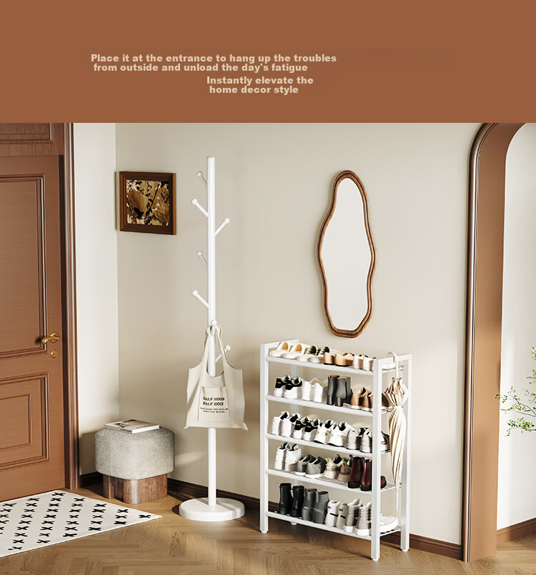 Yicai Nianhua European Style Floor Coat Rack Metal Standing Clothes Hanger Simple Corner Bag Hanger 5065-BK 23