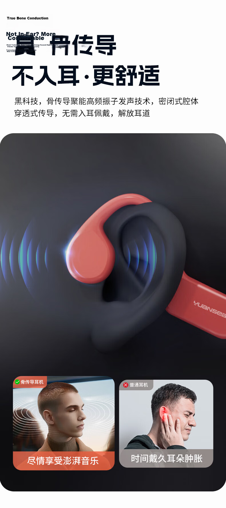 Yuanshi X7 Bone Conduction Swimming Earphones Open-Ear Sports Bluetooth Earphones IPX8 Waterproof 16GB MP3 Running Cycling Fitness 8