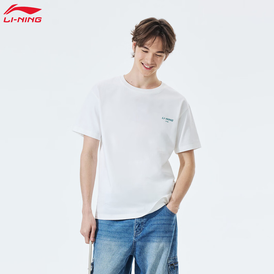 LI-NING Lightweight Breathable Sports T-Shirt Men Summer Fashion Casual Versatile Short Sleeve Skin-Friendly Comfortable Tee Shirt Top
