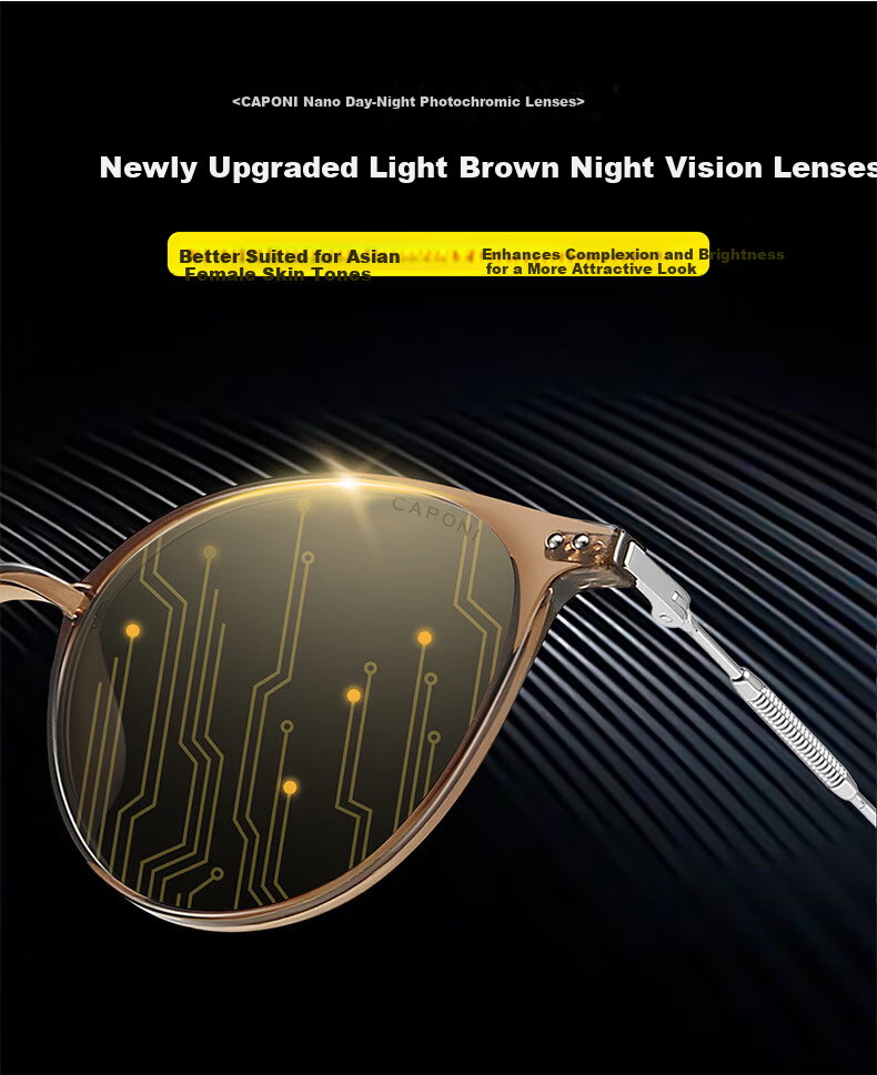 CAPONI Photochromic Night Vision Sunglasses for Women UV Protection Day and Night Driving Anti-Glare Polarized Sunglasses 8