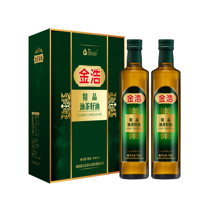 金浩（JINHAO）【保真山茶油】物理一级压榨精品油茶籽油750ml*2礼盒 食用油