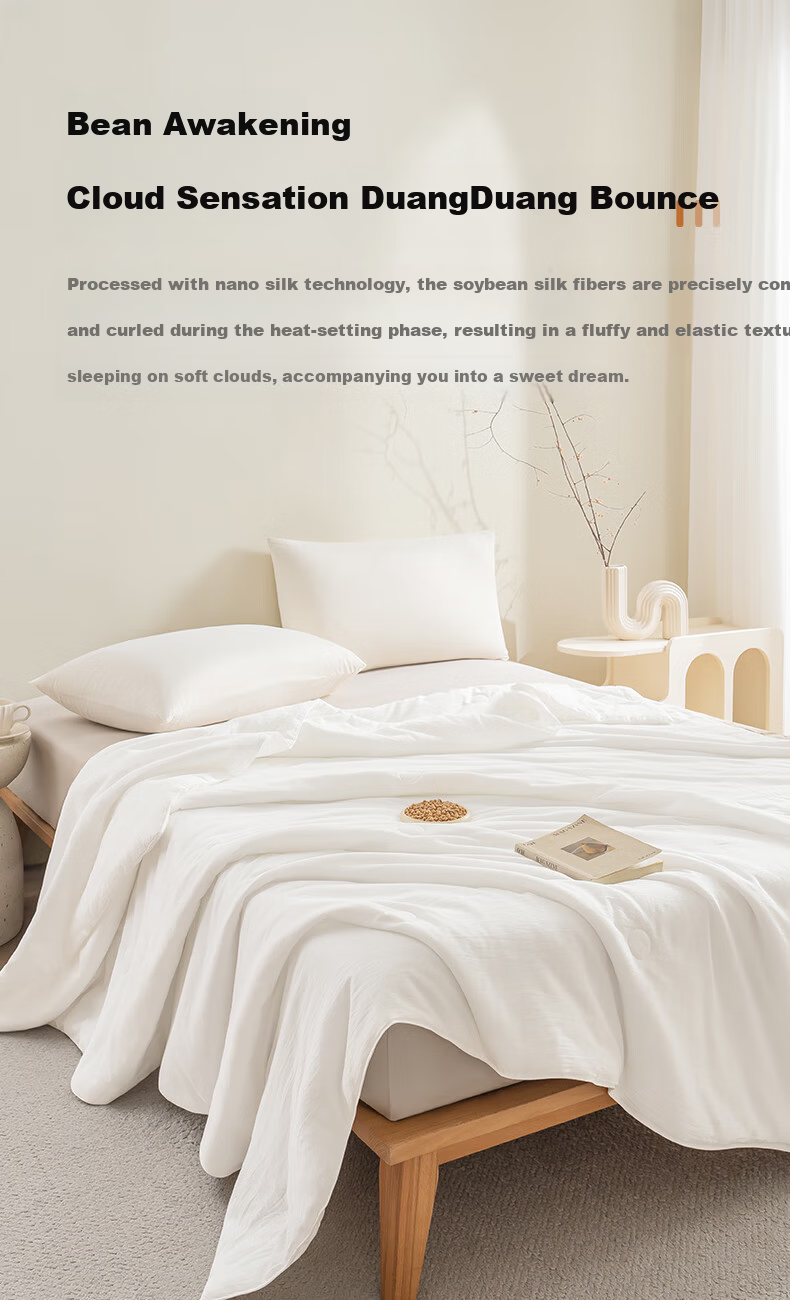 HuiShui 100% Cotton Antibacterial Mite-Resistant Soy Fiber Summer Thin Quilt Washable A-Class Pure Cotton Air Conditioning Quilt for Single and Double Beds 6