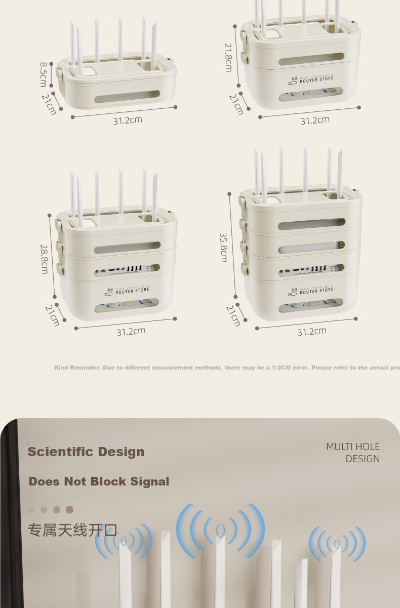 OLA XIANG WiFi Router Storage Box Stand TV Set-Top Box Hidden Organizer Socket Broadband Cable Management Tool 5