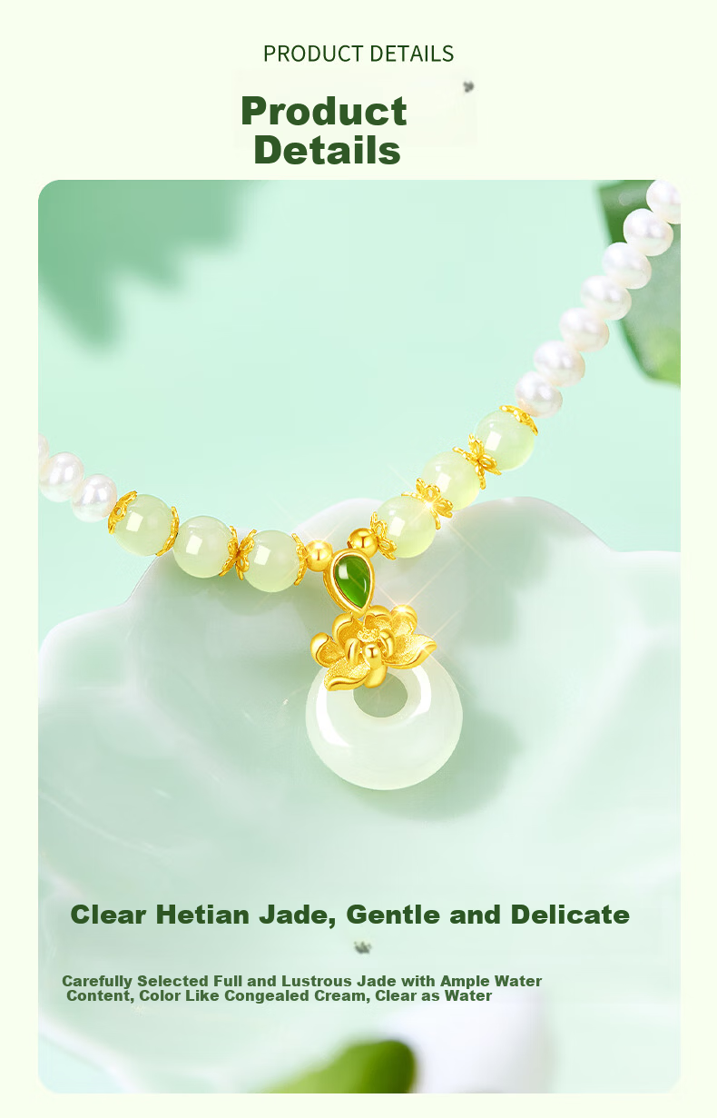 Lao Feng Xiang Pearl Necklace for Women Silver Pendant Chalcedony High-End Jewelry Anniversary Birthday Gift for Mom and Wife 3