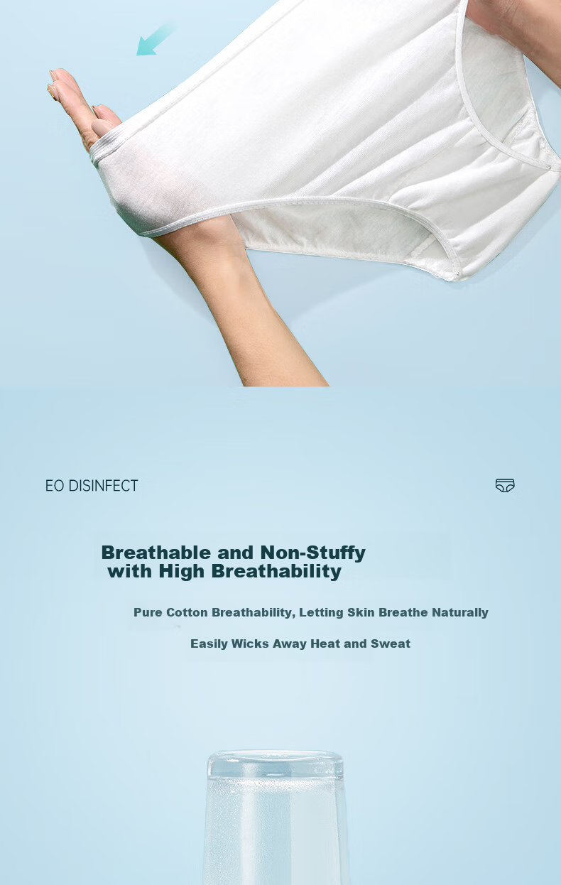 Beianshi Disposable Cotton Women's Underwear Travel Sanitary Maternity Wash-Free Portable 8-Pack Individually Wrapped White 3XL 11
