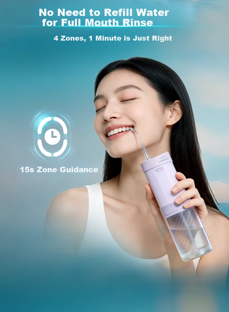 PHILIPS Portable Telescopic Dental Water Flosser Orthodontic Teeth Cleaner Birthday Gift for Boys and Girlfriends Price Guarantee 618 2 Nozzle Models HX3333/24 Blue 5