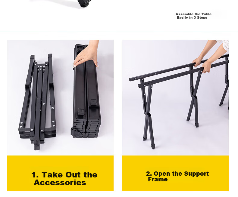 Xiaomo Outdoor Folding Table, Picnic Barbecue Egg Roll Table Camping Table And Chairs, Portable Stalls Camping Balcony Leisure Table, Black 16