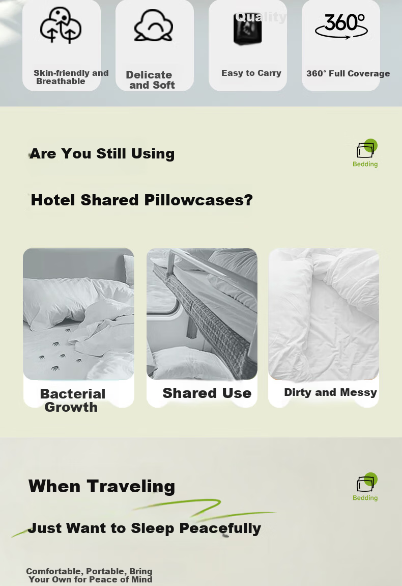 Qihaiqiu Disposable Pillowcases Thickened Anti-Dirt Travel Train Sleeper Portable Large Pillow Covers Hotel Bedding 4 Pieces 2