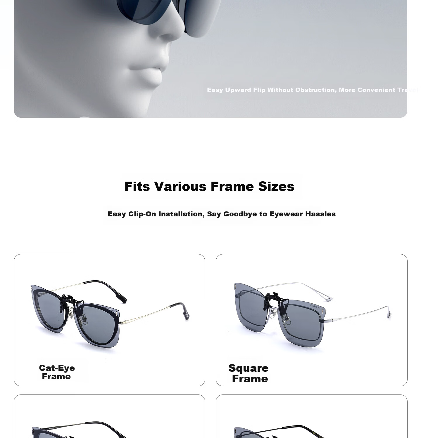 CAPONI Polarized Clip-On HUD Display Sunglasses UV Protection Driving Glasses for Men and Women 23