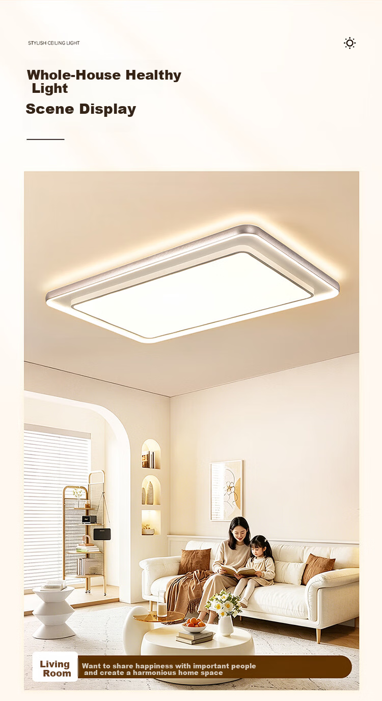 NVC Living Room Main Light Full Spectrum Eye Protection Ceiling Lamp High Brightness Smart LED Lighting for Living Room Baby-Friendly Zero Glare 15