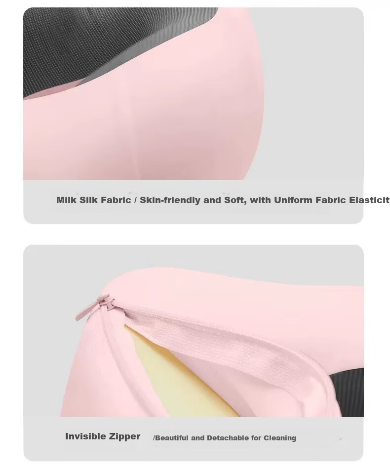 YOCOK U-Shaped Inflatable Memory Foam Neck Pillow Travel Neck Support for Airplane and Train, Portable and Foldable, Blue and Gray Colorblock 10