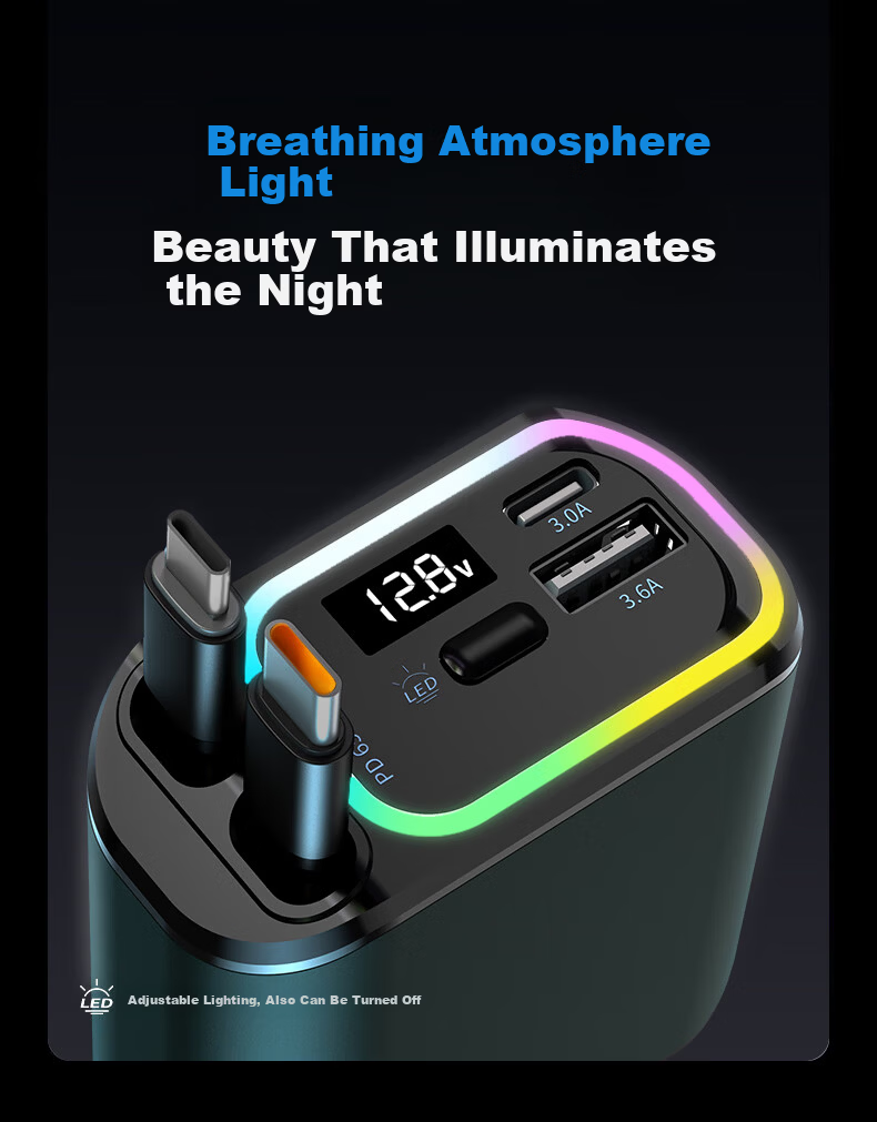 Newmine Wired Car Charger, Super Fast Charging, Three-In Multifunctional Car Charger, Cigarette Lighter Adapter 11