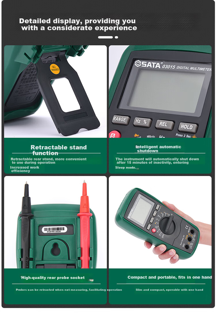 SATA 03005 Handheld Multimeter Digital Clamp Meter Capacitance Resistance Voltage Tester 6