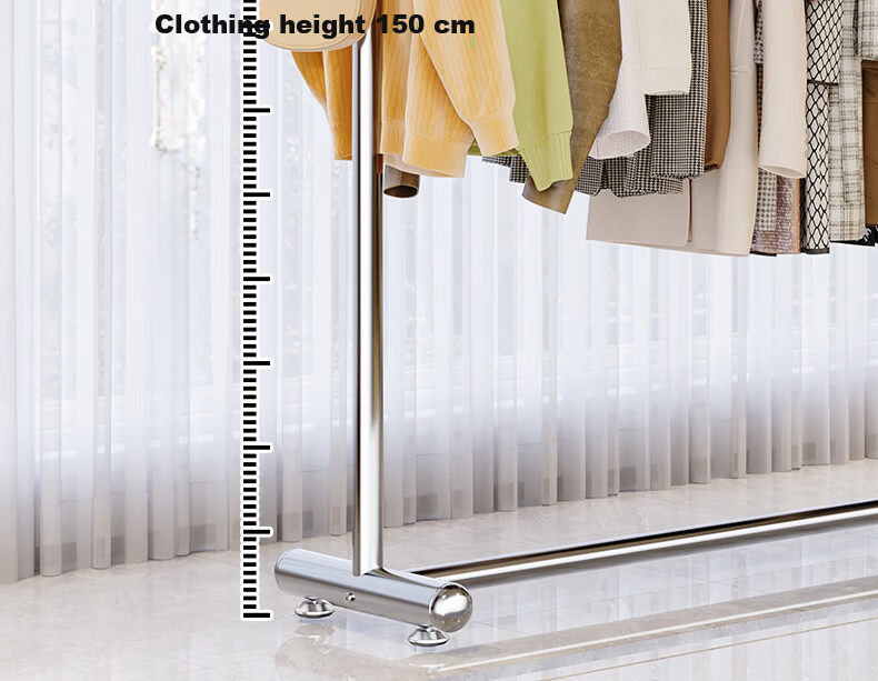 Yicai Nianhua Stainless Steel Floor Clothes Drying Rack Thickened Indoor Hanging Clothes Rod Mobile Balcony Clothes Rack 2858 15